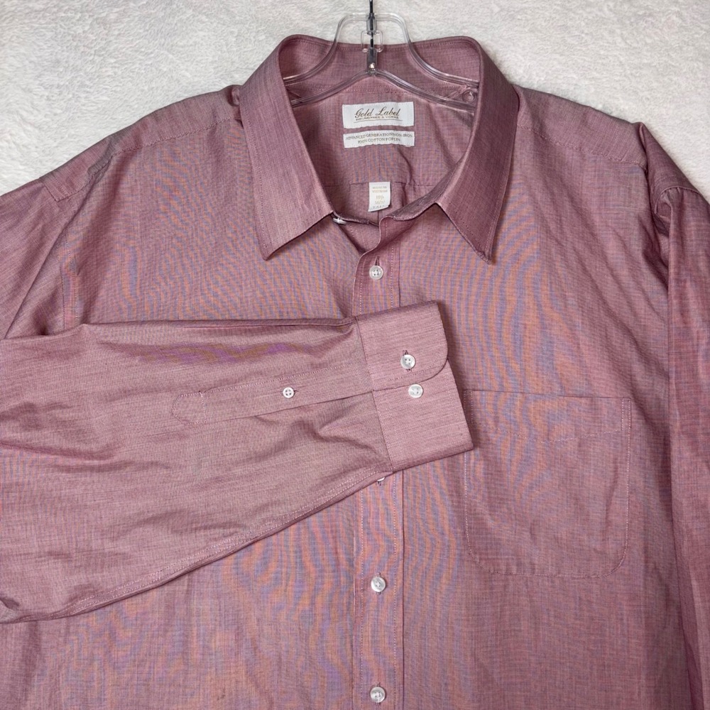Roundtree & Yorke Gold Label Mens 18.5 36/37 Tall Non-Iron Cotton Shirt Red